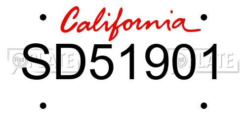 SD51901 California License Plate