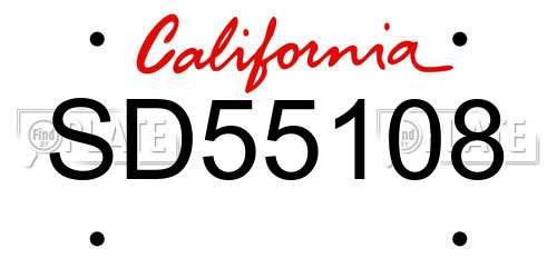 SD55108 California License Plate