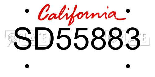 SD55883 California License Plate