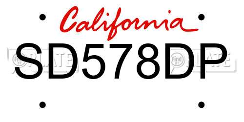 SD578DP California License Plate