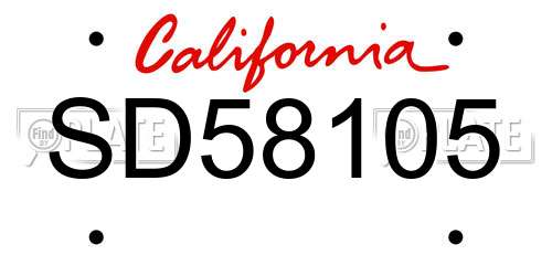 SD58105 California License Plate