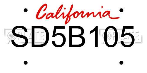 SD5B105 California License Plate