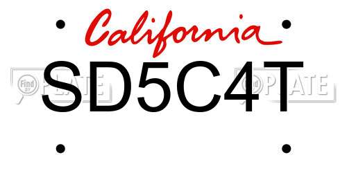SD5C4T California License Plate