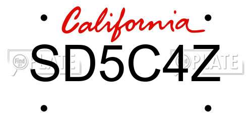 SD5C4Z California License Plate