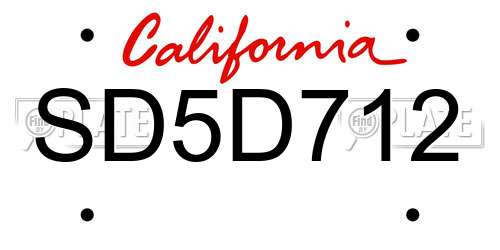 SD5D712 California License Plate