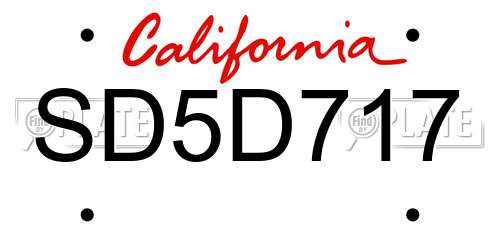 SD5D717 California License Plate