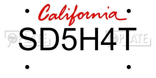 SD5H4T California License Plate