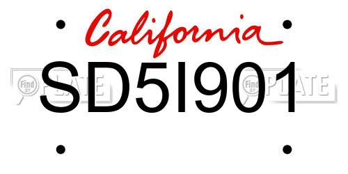 SD5I901 California License Plate