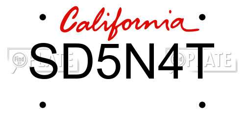 SD5N4T California License Plate