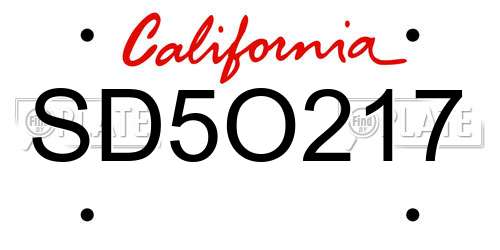 SD5O217 California License Plate