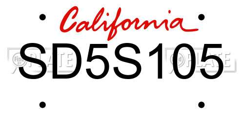 SD5S105 California License Plate