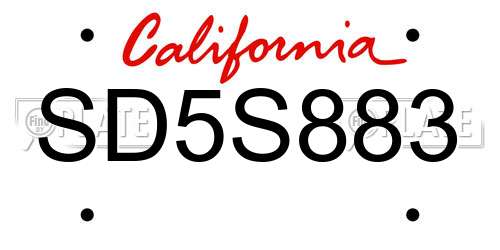 SD5S883 California License Plate