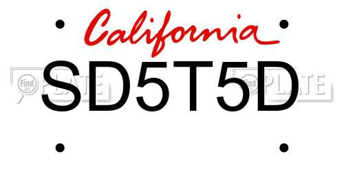 SD5T5D California License Plate