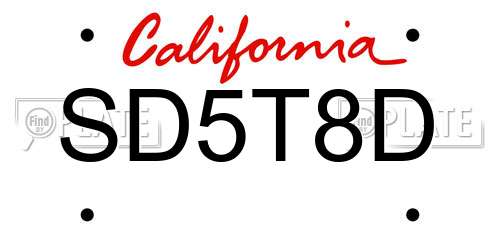 SD5T8D California License Plate