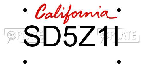 SD5Z1I California License Plate