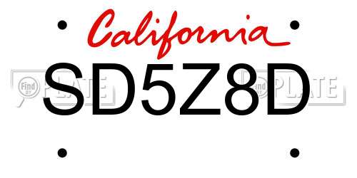 SD5Z8D California License Plate