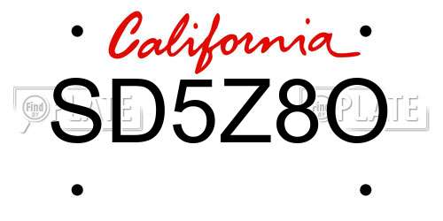 SD5Z8O California License Plate