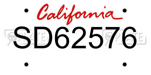 SD62576 California License Plate