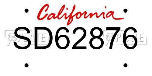 SD62876 California License Plate