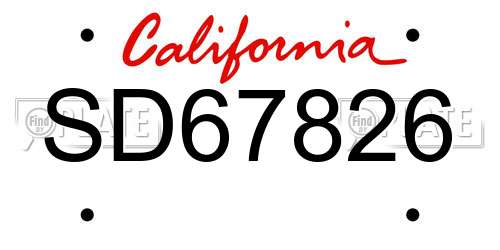 SD67826 California License Plate