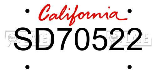 SD70522 California License Plate