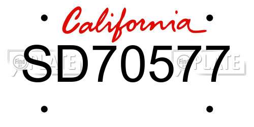 SD70577 California License Plate