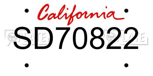 SD70822 California License Plate