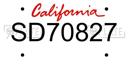 SD70827 California License Plate