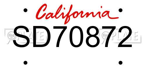 SD70872 California License Plate