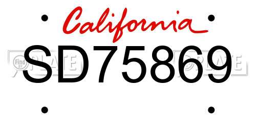 SD75869 California License Plate