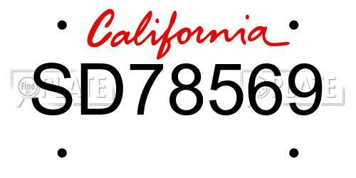SD78569 California License Plate