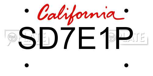 SD7E1P California License Plate