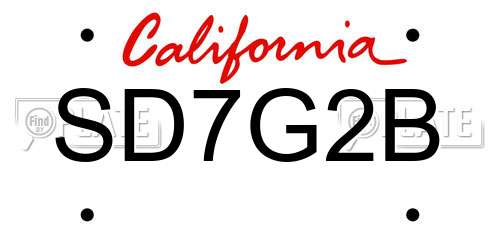 SD7G2B California License Plate