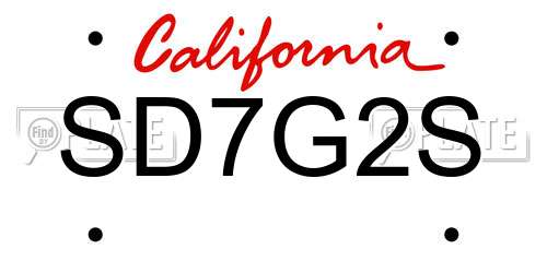 SD7G2S California License Plate