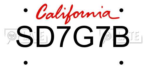 SD7G7B California License Plate