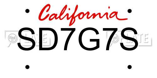 SD7G7S California License Plate