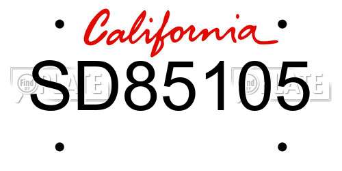 SD85105 California License Plate