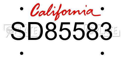 SD85583 California License Plate