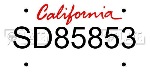 SD85853 California License Plate