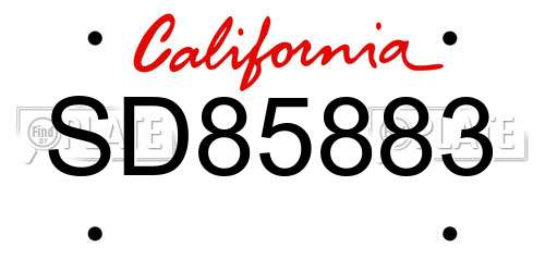 SD85883 California License Plate