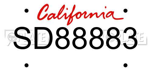 SD88883 California License Plate