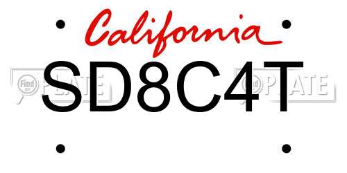 SD8C4T California License Plate