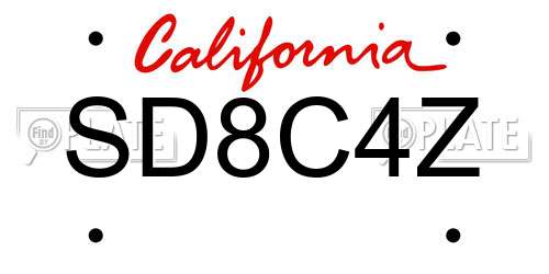 SD8C4Z California License Plate