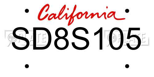 SD8S105 California License Plate