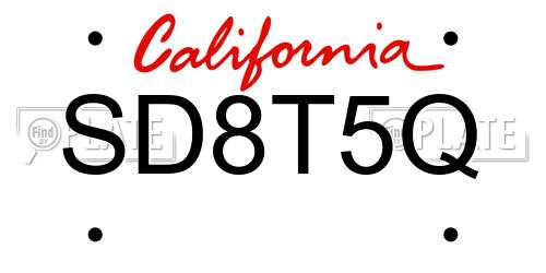 SD8T5Q California License Plate