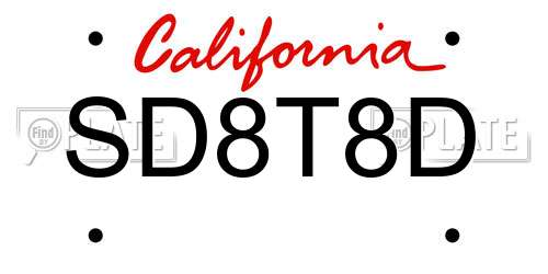 SD8T8D California License Plate