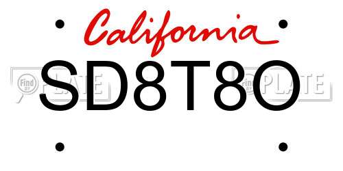 SD8T8O California License Plate