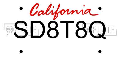 SD8T8Q California License Plate