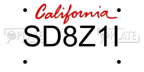 SD8Z1I California License Plate