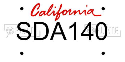 SDA140 California License Plate